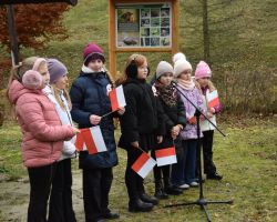 Dziewczynki z flagami i przy mikrofonach