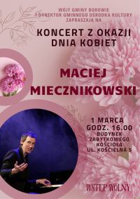 Plakat zapraszający na koncert z okazji Dnia Kobiet