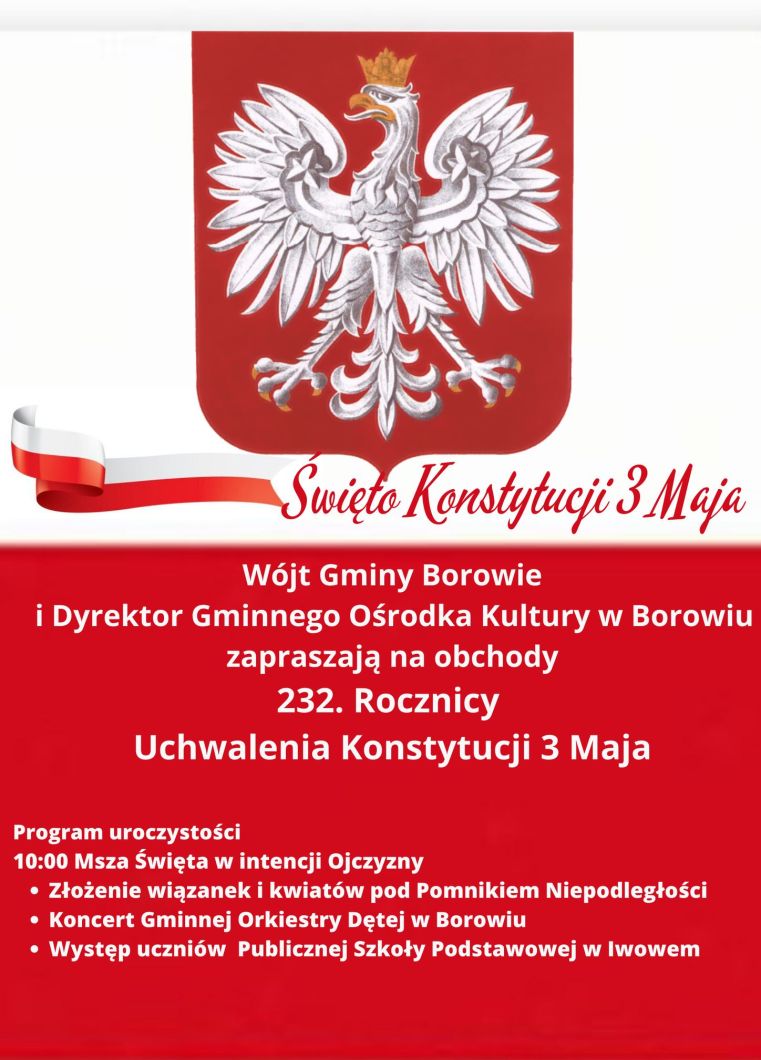 plakat z programem obchodów 3 Maja