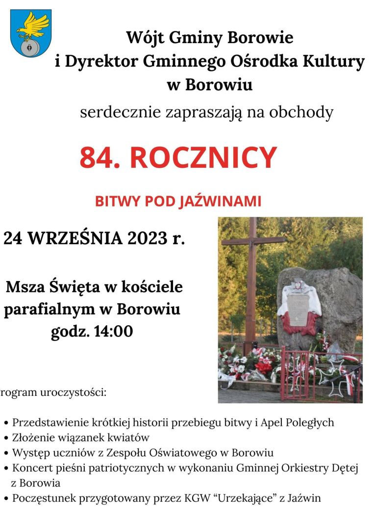 plakat 84. Rocznicy Bitwy pod Jaźwinami