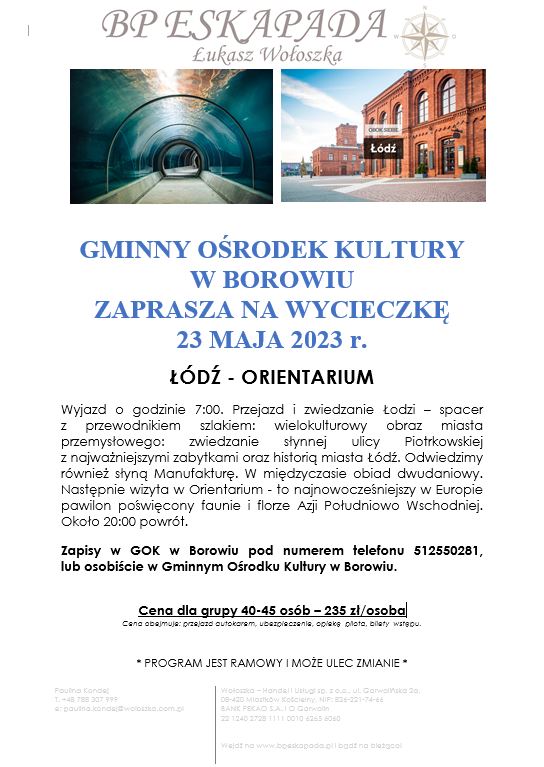 plakat z ofertą wycieczki do Łodzi